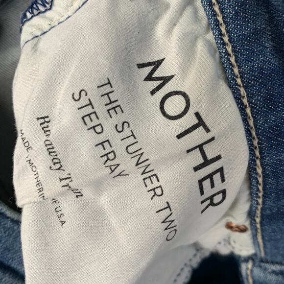 Mother Women Jeans 24 Blue Denim The Stunner Two Step Fray Runaway Train 27" - Picture 5 of 11